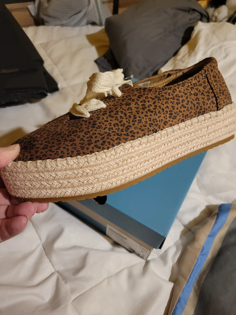 TOMS Women's Leopard Espadrille Platform Sneakers in Brown